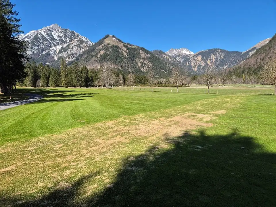 Fairway at Golfclub Achensee with patches of damaged turf